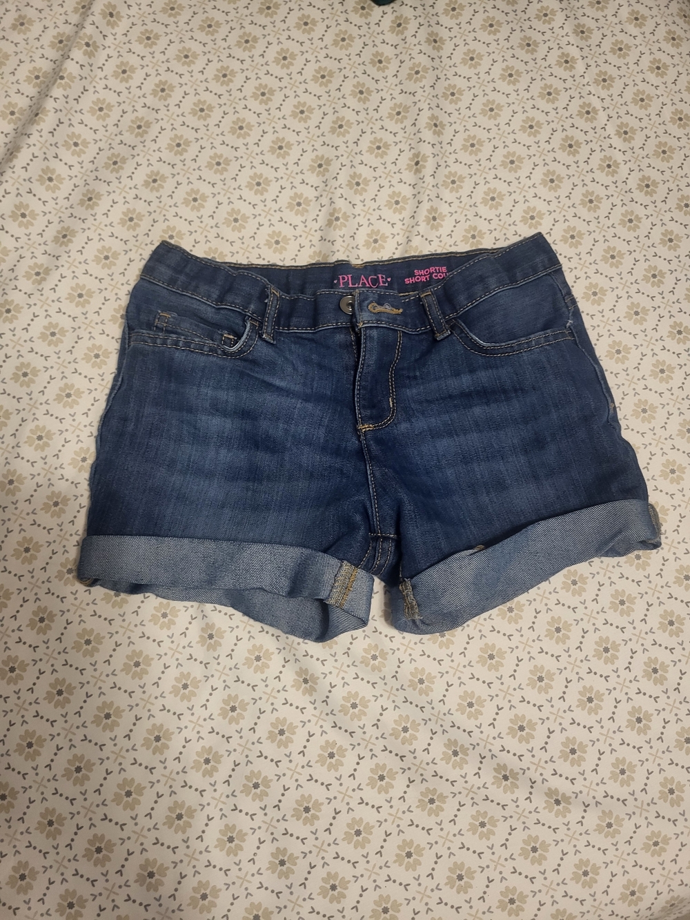 The Children's Place Girls' Dark Blue Denim Roll-Cuff Shorts